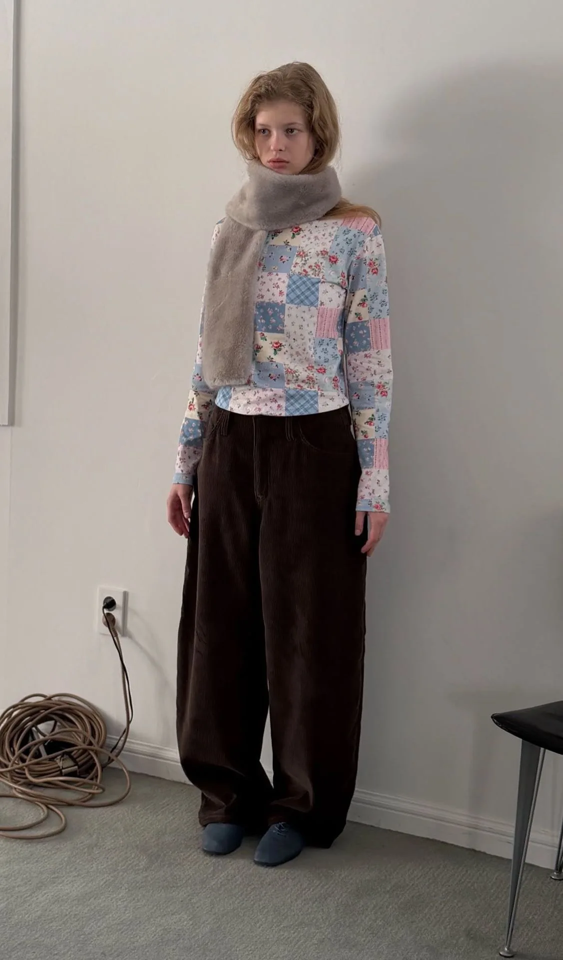 Retro Patchwork Bloemen Lang Sve rond Ne T-shirt Dames Pendelen Sle Gladde Katoenen Innerlijke Slijtage Top Lente Herfst