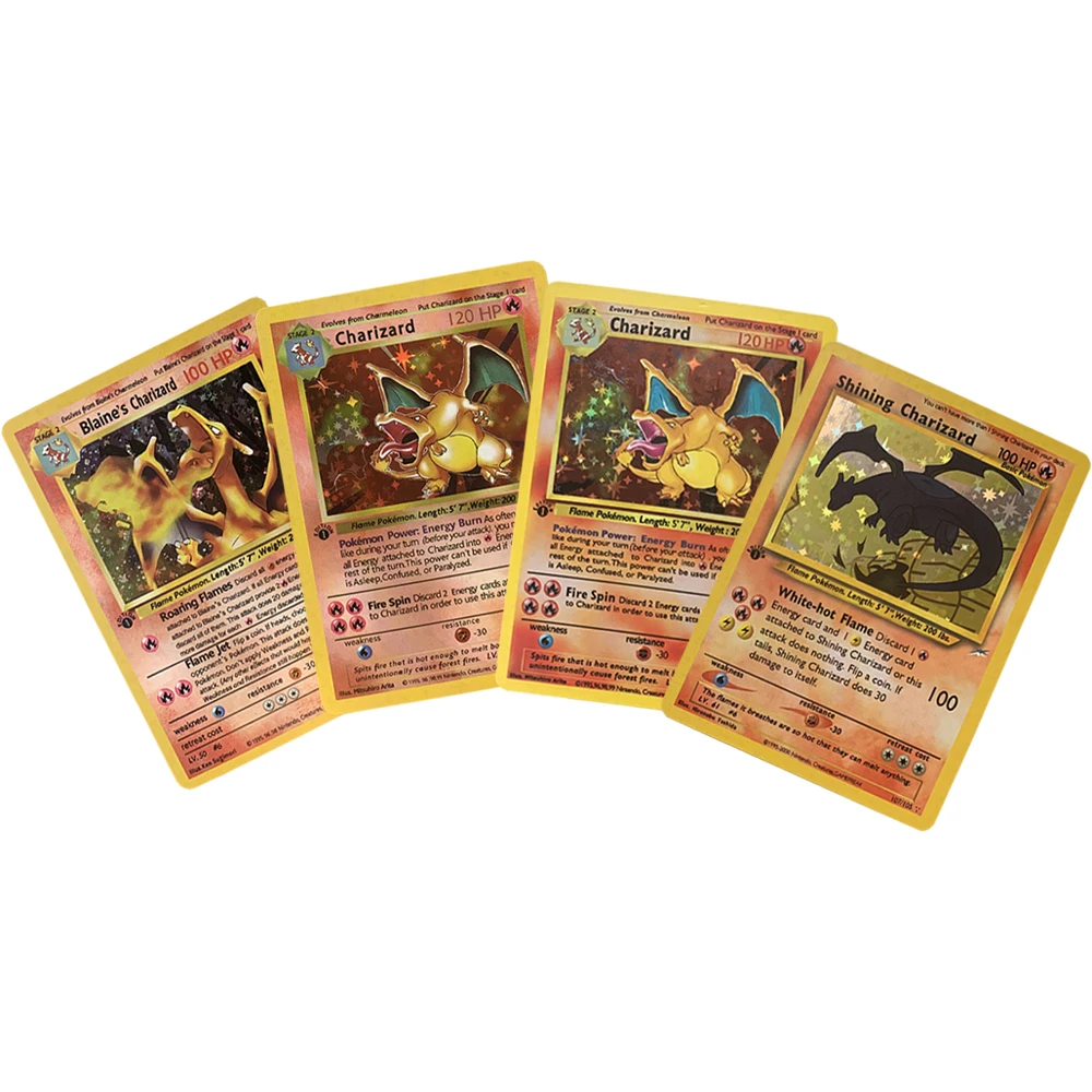 PTCG Basis Set 1996 Years Gen 1 Charizard Mew Mewtwo Lugia Illustrator Collection Cards Classic Game Anime Gift Toys