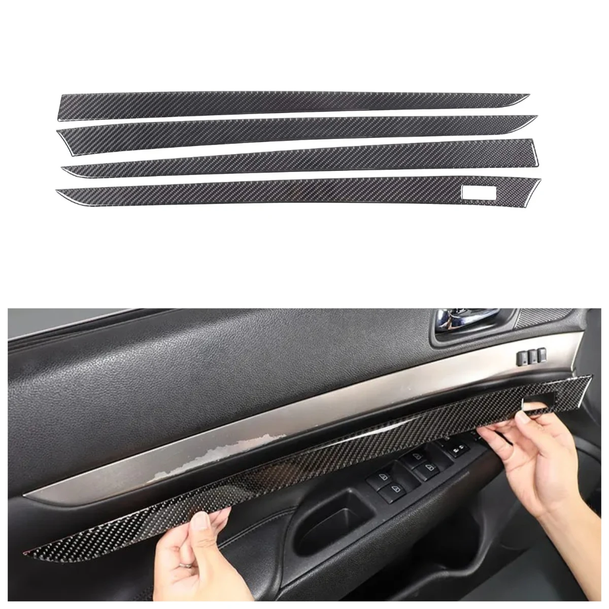 

Для Infiniti G25 G35 G37 2007-2013 Автомобильная внутренняя дверная панель, накладка, наклейка, автомобильные аксессуары, мягкое углеродное волокно