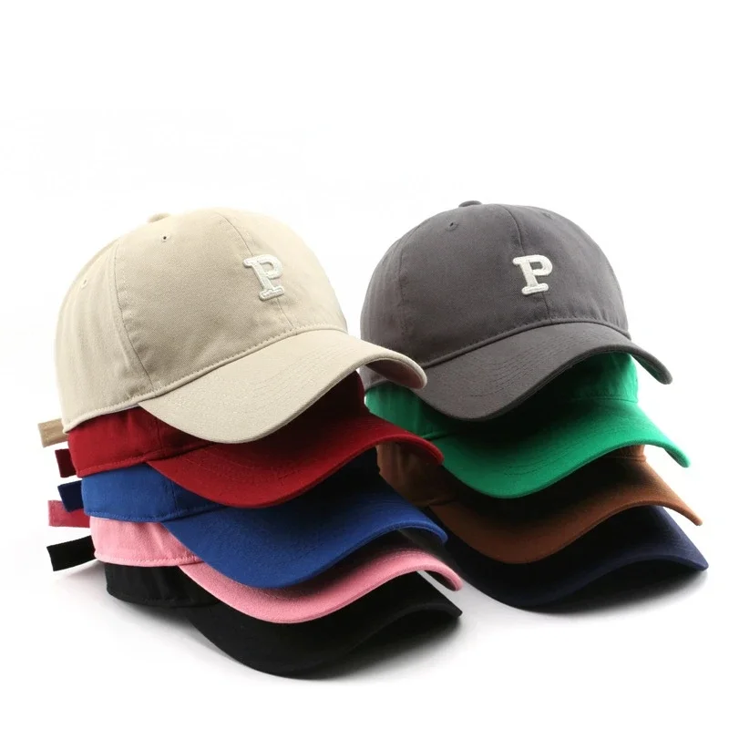 

Ladies and Men Cotton Baseball Caps Fashion P Letter Back Button Cap Casual Fall Outdoor Sports Caps Girls Hats Unisex Gorras