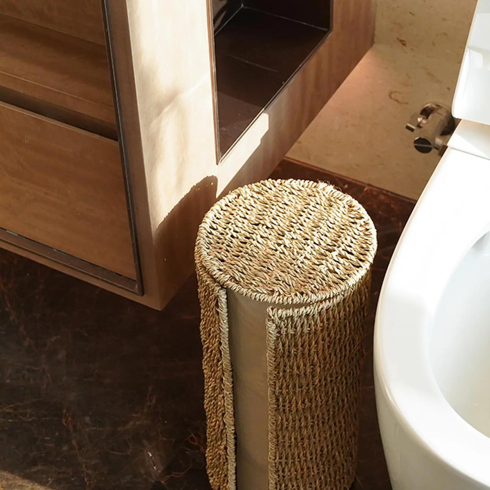 

IDUK Seagrass Toilet Paper Holder with Storage, Wicker Toilet Paper Holder for Bathroom and Under Sink, Handmade Woven Toilet