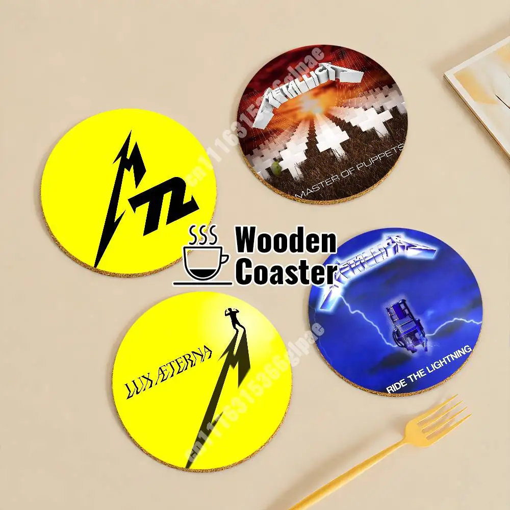 M-Metallica M72 Master Of Puppets Wooden Cup Mat Americano Beer Milk Water Coaster for Baking Studio