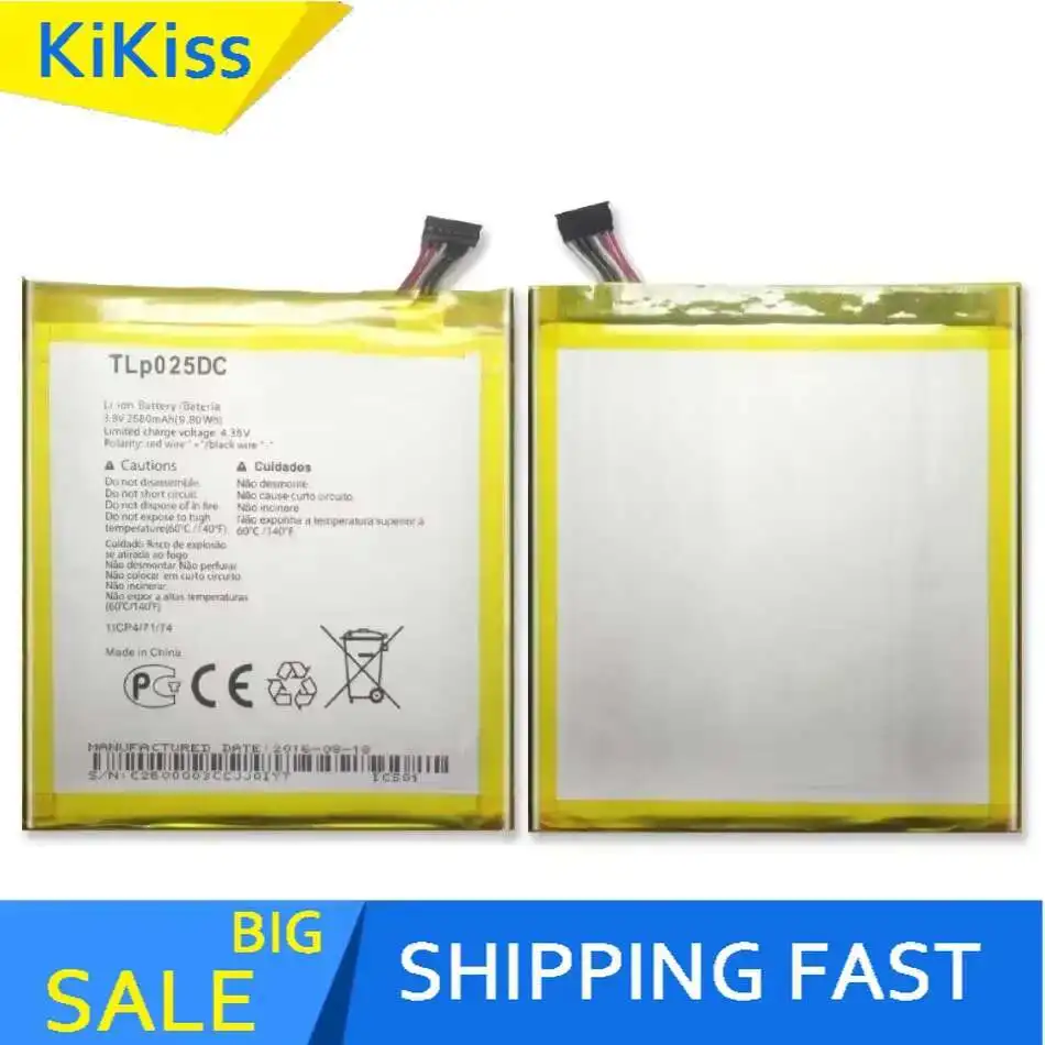 

For Alcatel Pixi 4 6.0 OT 9001A 9001X 9001D 8050D OT-8050, TLP025DC TLp025D2 2580mAh Battery