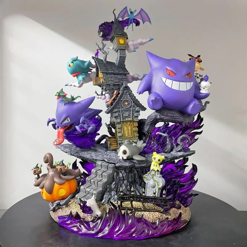 

New Pocket Monsters Anime Surrounding Statues Small Workshop Ghost Family Bucket Geng Ghost Evolution Group Gk Handmade Ornament