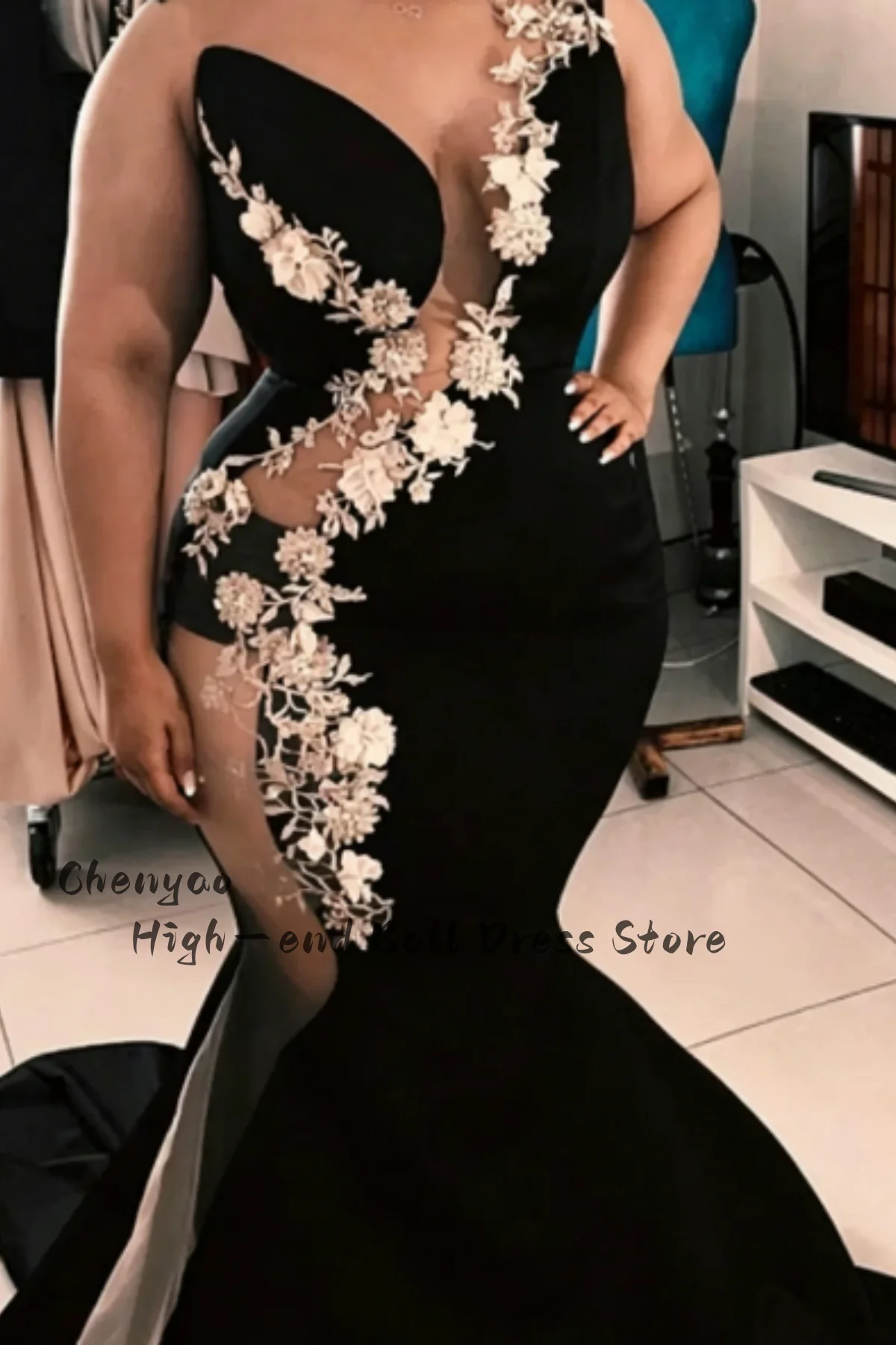 

Customized Chic QuinceaneraSleeveless Appliques Mermaid Luxurious Elegant Black Evening Gowns Gowns vestidos de 15 quinceañera