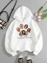 Little Wild Cat The Girls Have A Big Party Sweatshirt Male Fashion Fleece Hooded Autumn Loose Hoodie Casual Oversize Clothes