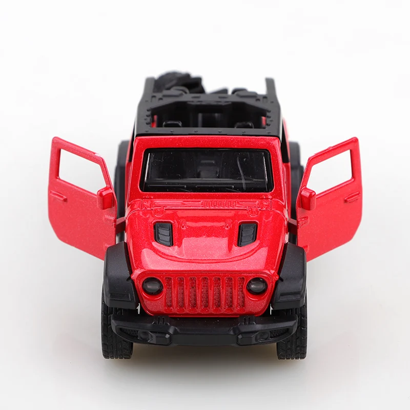 (Bagged) 1/43 nieuwe Jeep Rubicon converteerbare off-road pullback-auto, gegoten metaal, drie deuren te openen, jongensspeelgoed, zakspeelgoed