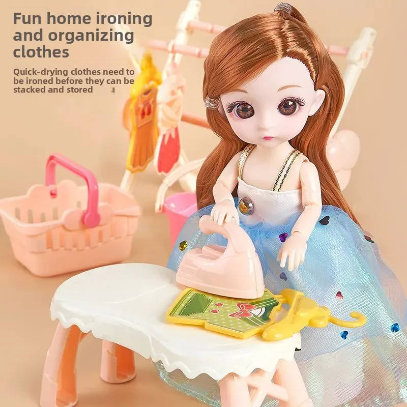 Mini Conjunto De Brinquedos De Limpeza, Simulação Série De Pequenos Eletrodomésticos, Pequena máquina de lavar roupa, Play House Doll