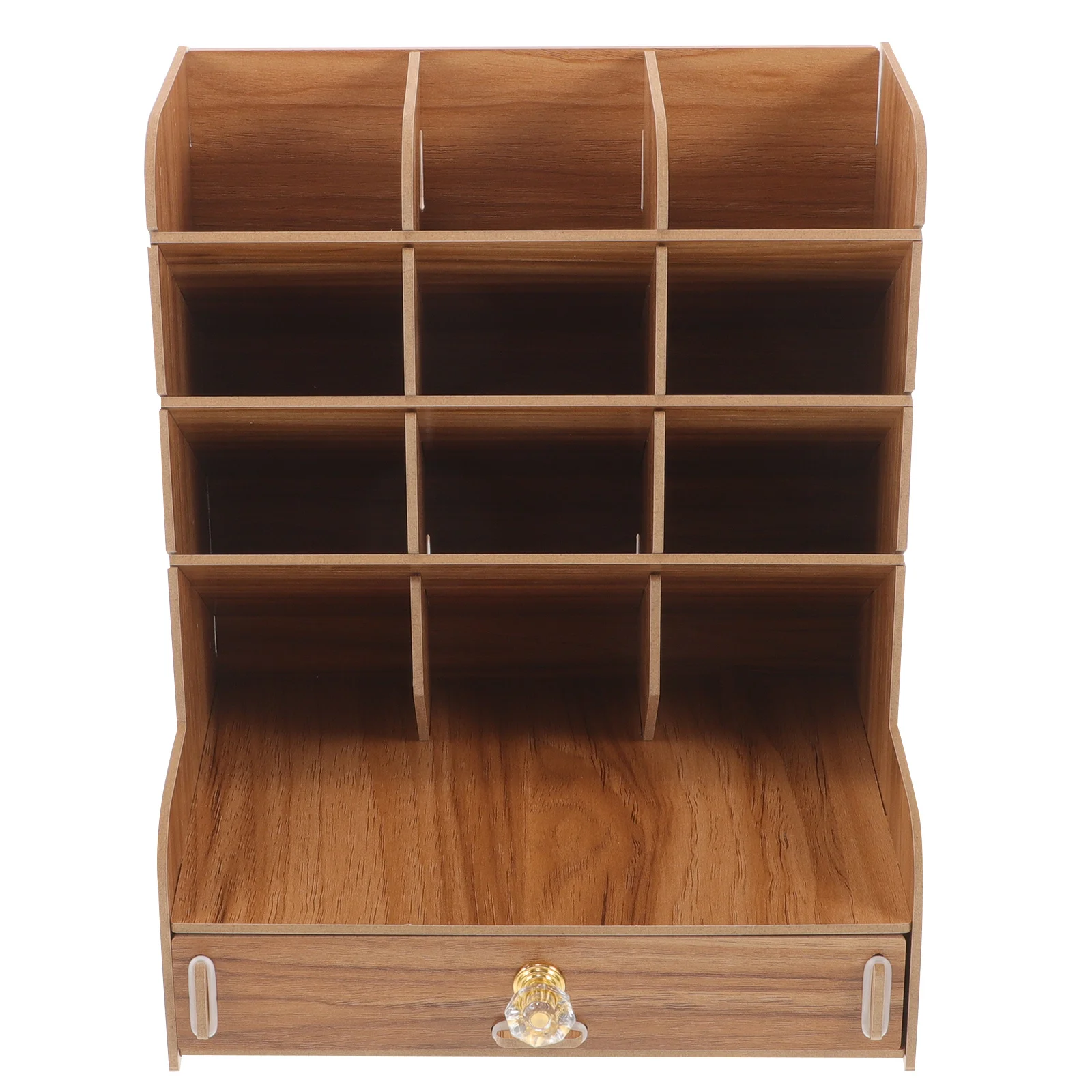 Wooden Desktop Organizer Penholder Multi-Divided Stationery Holder Simple Design Storage Box Compact Light Weight Office