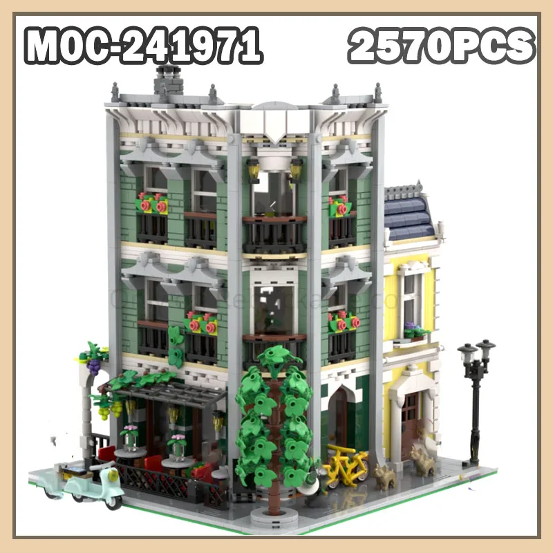 

MOC-241971 Urban Restaurant Building House Building Block MOC Modern Street View Architecture Series Modular 2570PCS Toys Bricks
