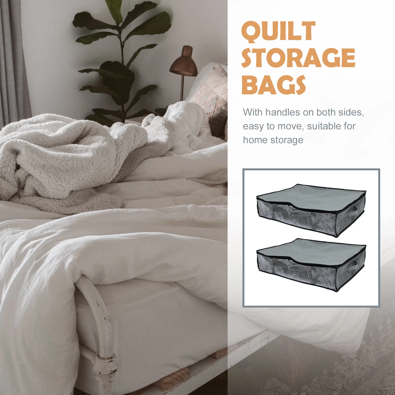 2 قطعة أكياس تخزين القماش السميكة غير المنسوجة مقابض نافذة واضحة سعة كبيرة الملابس لحاف تخزين المنزل المنظمون مقاوم للماء #3