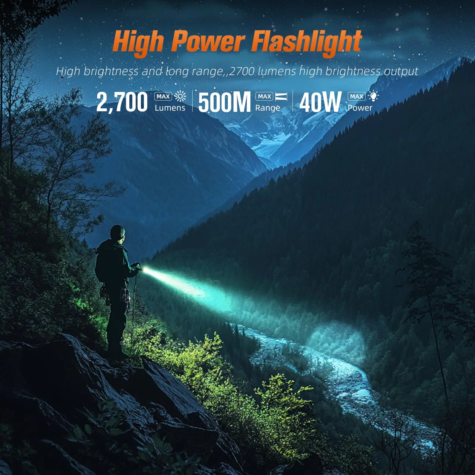 SUPERFIRE C16 Rechargeable led flashlight 40W high power Torch 500M Long Range With Battery Outdoor Waterproof Camping Lantern