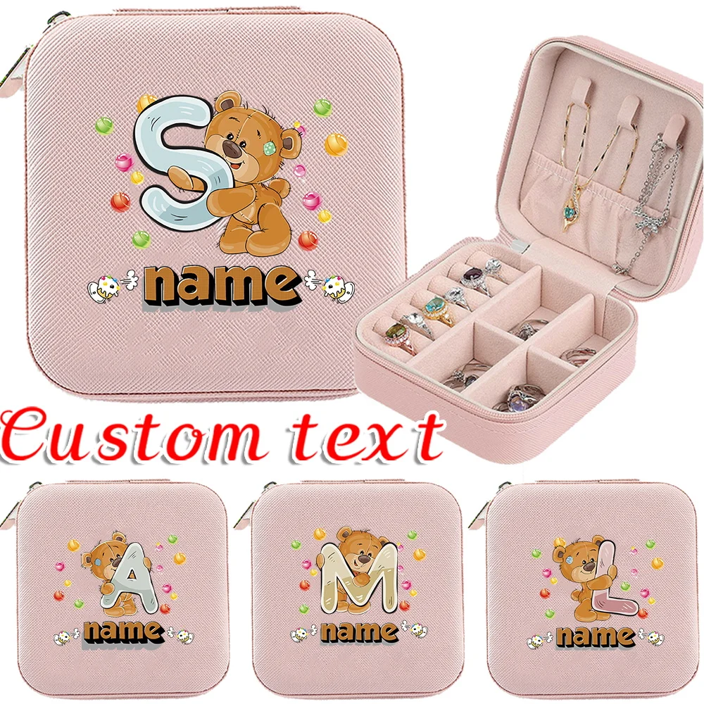 

Personalized Customized Leather Portable Pink Jewelry Box Large Capacity Necklace Earring Box Travel Storage Jewelry Box