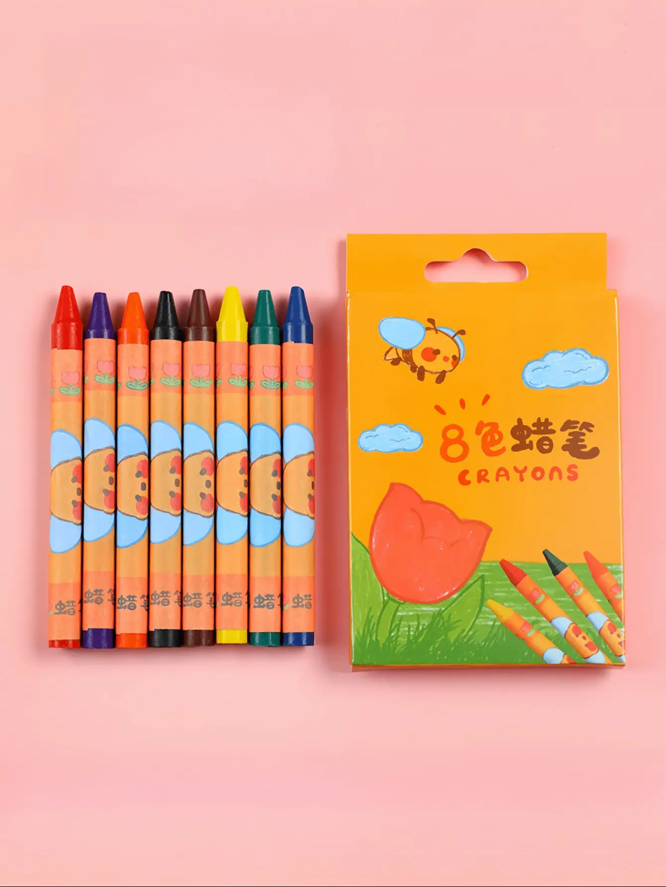 8/12Pcs Cute Tulip Crayons Children's Non-Messy Hand Art Supplies for Kindergarten 8 Colors 12 Colors Oil Pastels Drawing Pens Crayons