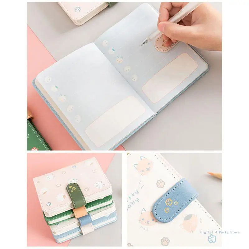 

M17F for Cat Student Notebook Journal Schedule Planner Agenda Portable PU Leather Cover Memo Notepad