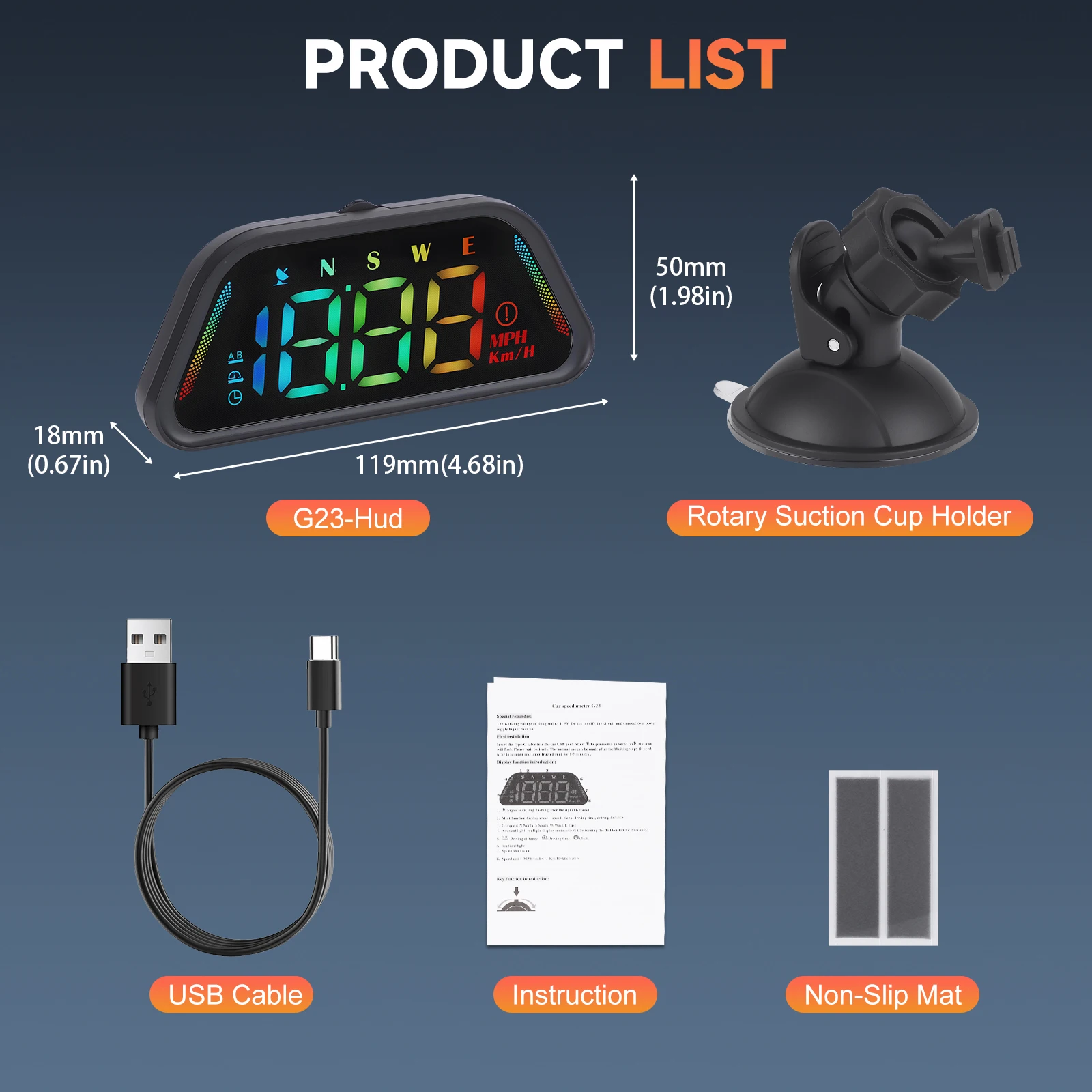 

G23 Universal MPH KM/H Diverse Color Digital GPS Speedometer HD LCD Projection Car HUD Multi Functional Tester Head Up Display