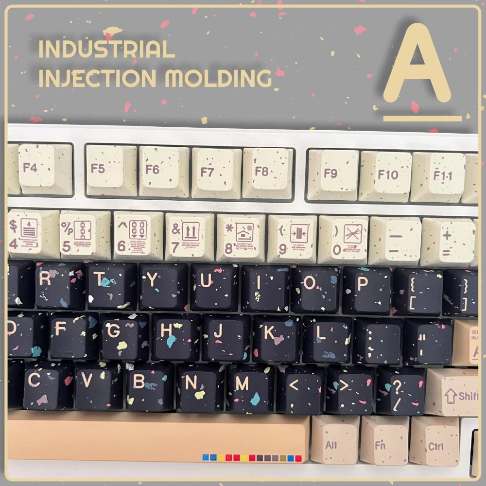 Imagem -03 - Conjunto de Keycap Split-ink para Teclado Mecânico Estilo Industrial Pbt Personalizado Branco Retro Perfil Cereja