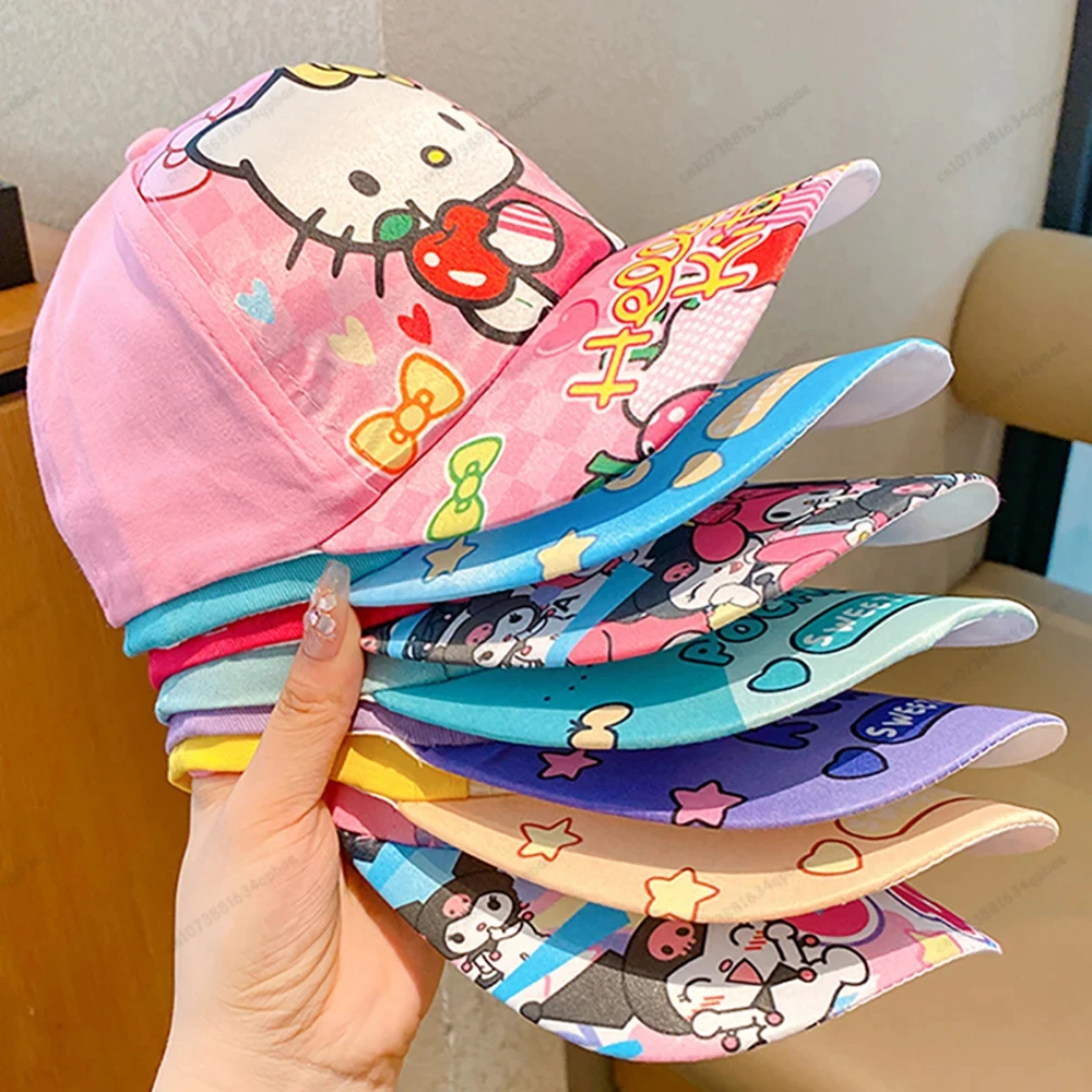 Kawaii Sanrio Sunscreen Hat Hello Kitty My Melody Cinnamoroll adjustable Children's Baseball Cap Sun Hat Summer Breathable Hat