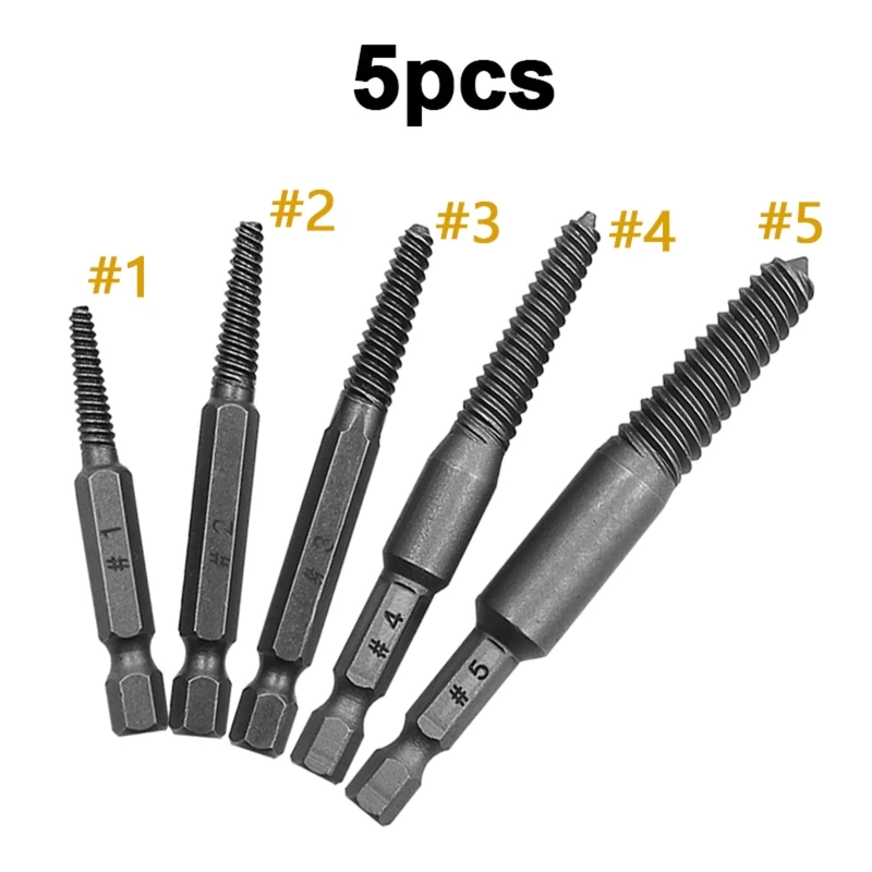 5 Pieces Shank Broken Screwdriver Extractor Set Portable Spiral Flute Extractor Set for Removing Stripped Screw