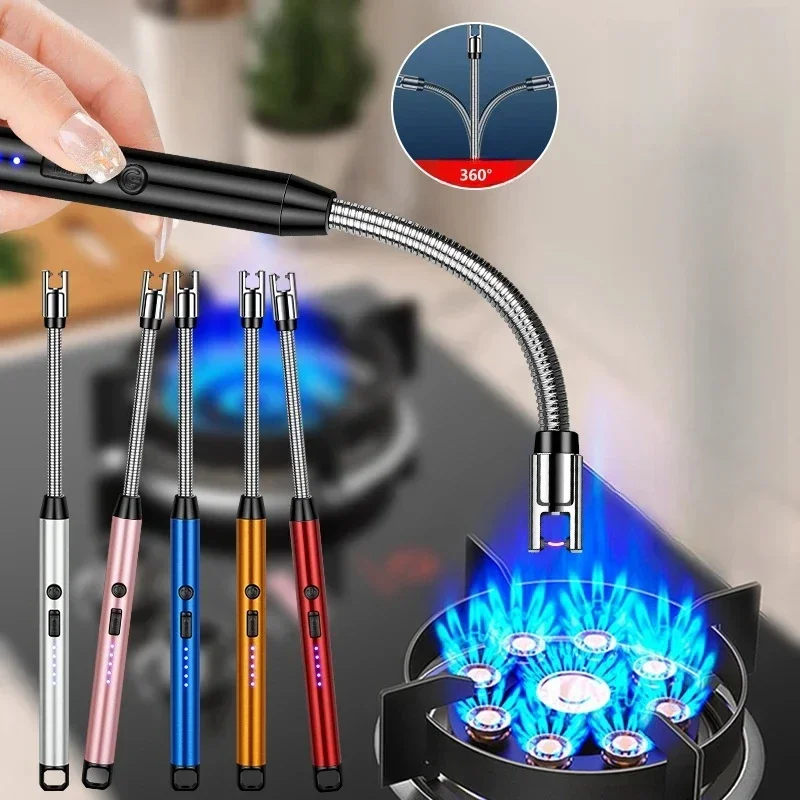 

Electric Pulse Plasma Lighter USB 360° Use Long Hose Home Candle Kitchen Gas Stove Windproof Flameless Safety Ignition Gun