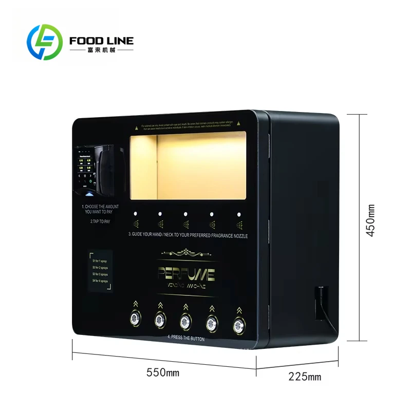 Customized Smart Automatic 5 Spray Nozzle Perfume Dispenser Vending Machine Card Reader Cash Coin Acceptor Shop Use