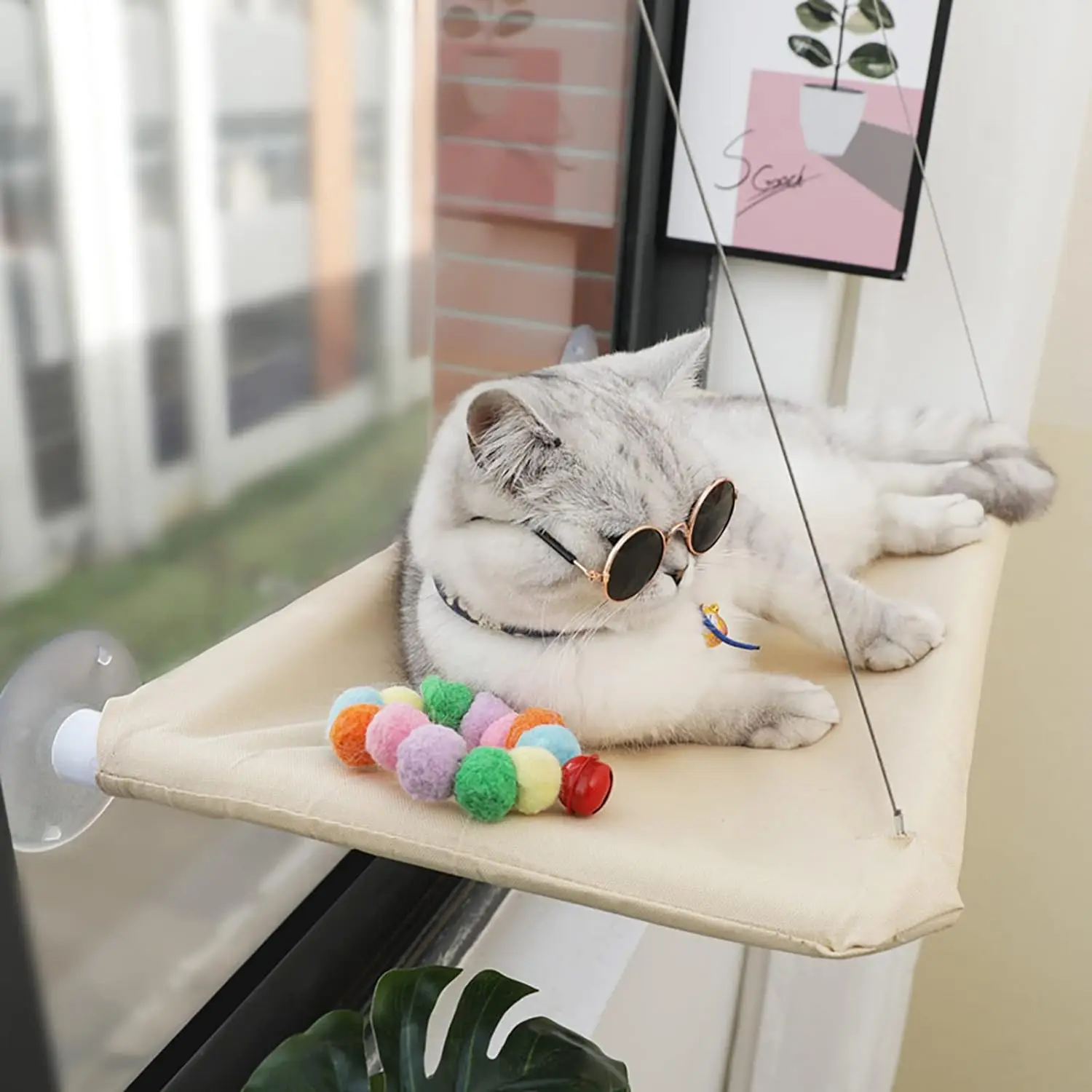 Cat bed window, cat window, hammock window, habitat safety, cat rack, space saving window, cat seat