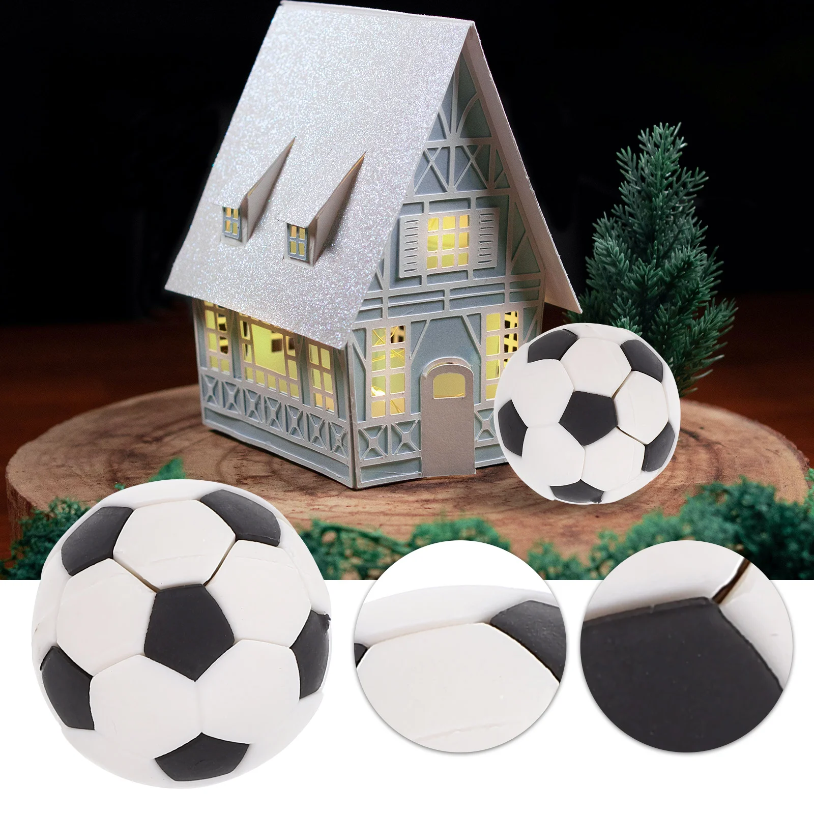 3 Pcs Dollhouse Basketball Miniature Soccer Balls Sports Outdoor Rubber Statues