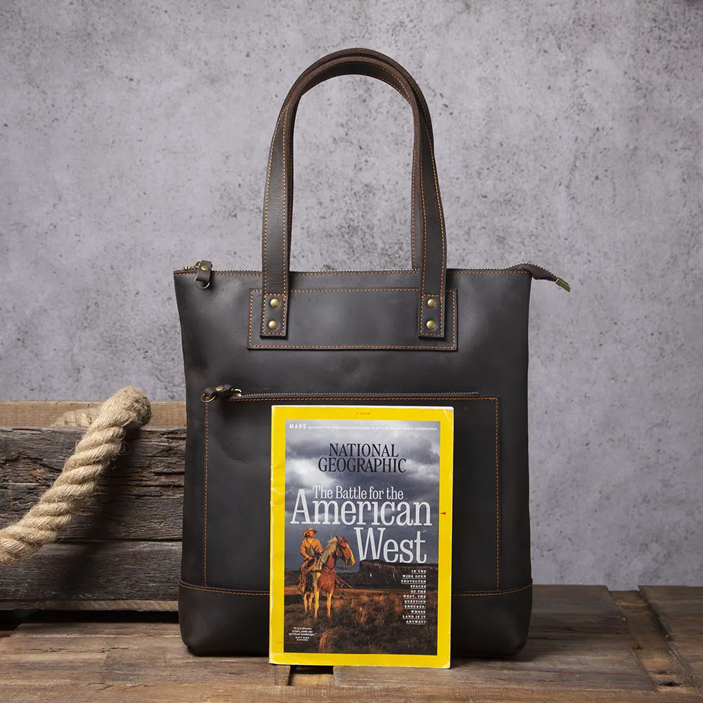 Vintage-Umhängetasche aus hochwertigem Leder für Herren, Aktentasche für Männer, Business-Handtasche, Laptoptasche – Detail 18