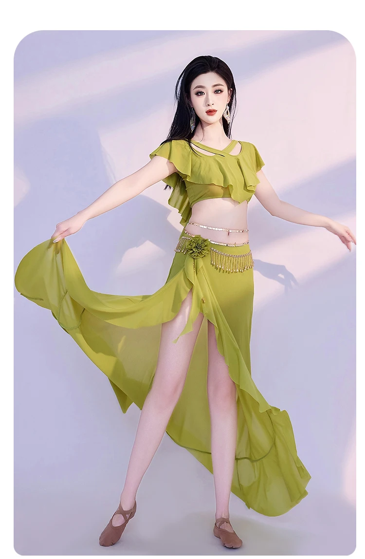 Neues Bauchtanz-Performance-Kostüm für Damen, bequemes und atmungsaktives Mesh-Set für Mädchen, orientalische Tanz-Übungskleidung