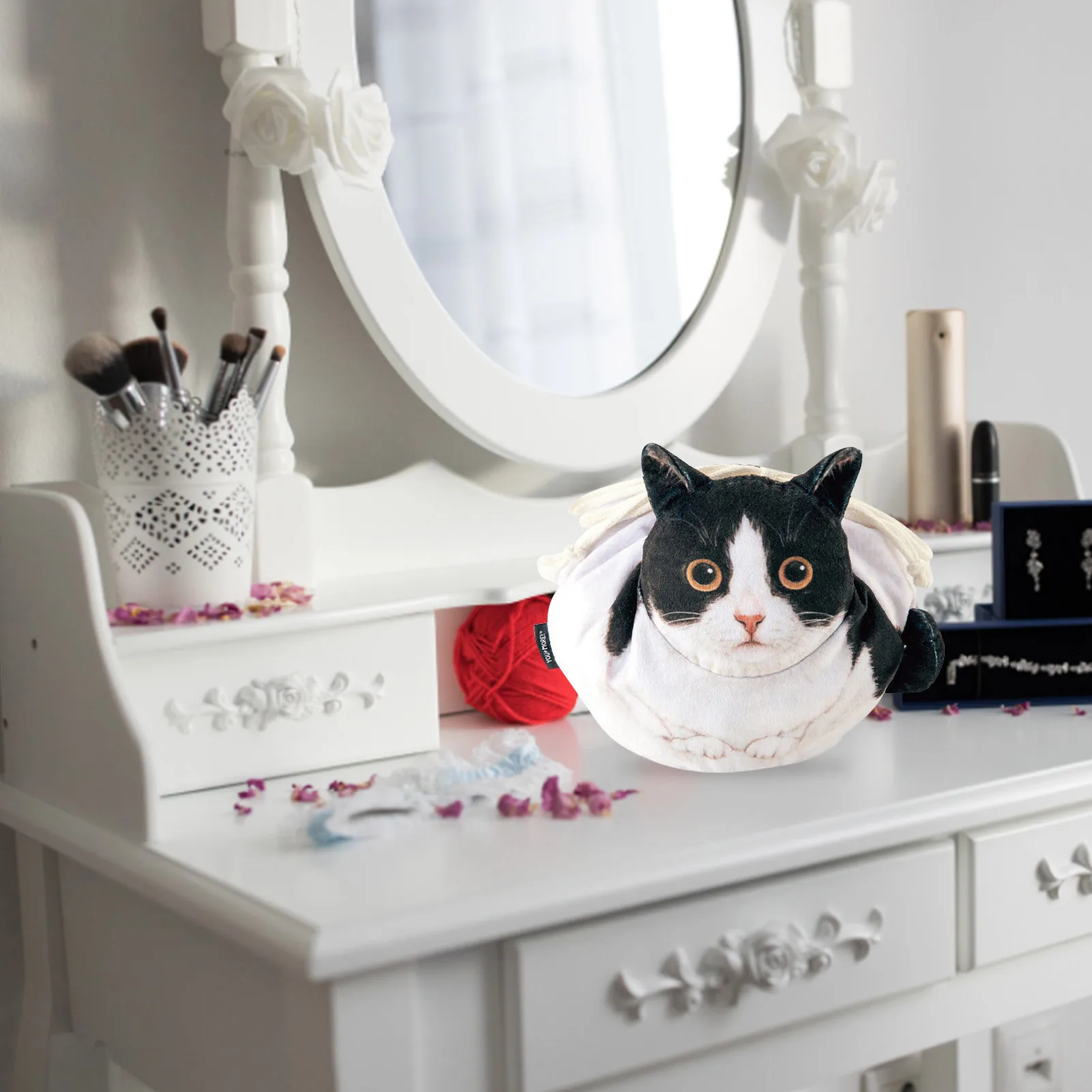 Borsa per il trucco a forma di gatto borsa da toilette a forma di gatto Funny Kitties borsa per il trucco borsa per monete cosmetica da viaggio con