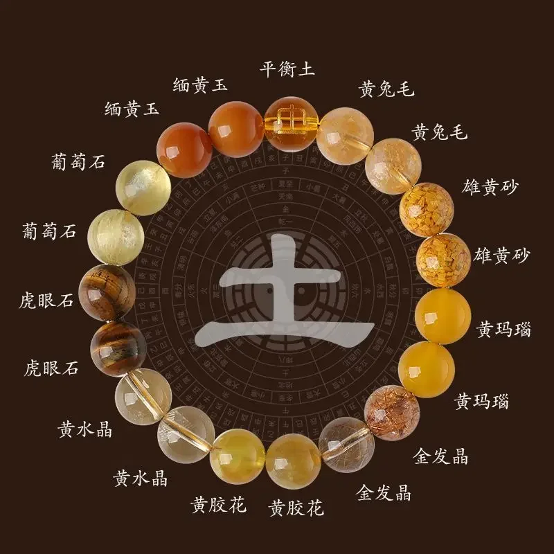 

Five Elements Soil-Deficient Soil-Replenishing Bracelet Property Bracelet Citrine Natural Agate Multi Jewels Bracelet Gift