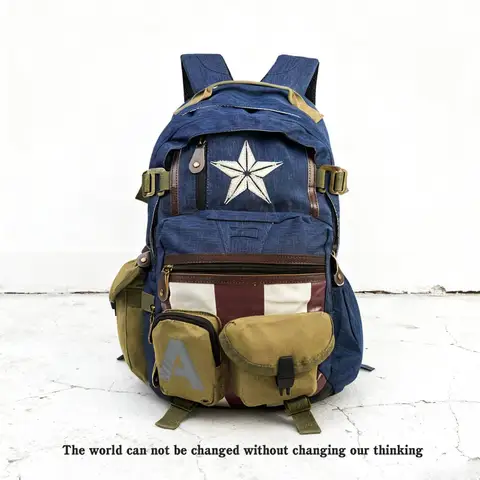 Anime Avengers Deadpool Captains America Backpacks Outdoor Leisure Travel High Capacity Canvas Backpack Gifts