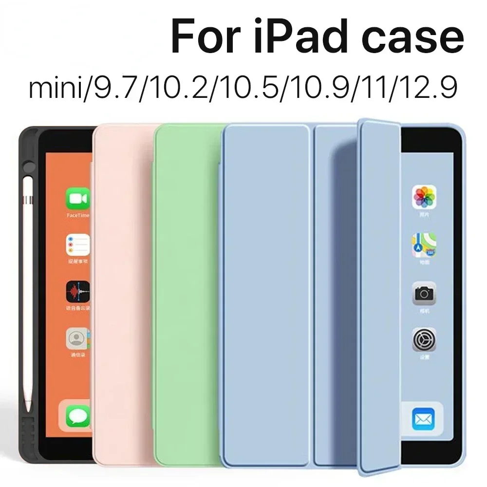 For iPad Case with Penicl Holder for iPad 7th 8th 9th 10.2 Air 4 5 10.9 Pro 11 12.9 Case for iPad Accessories 5th 6th 9.7 Cover