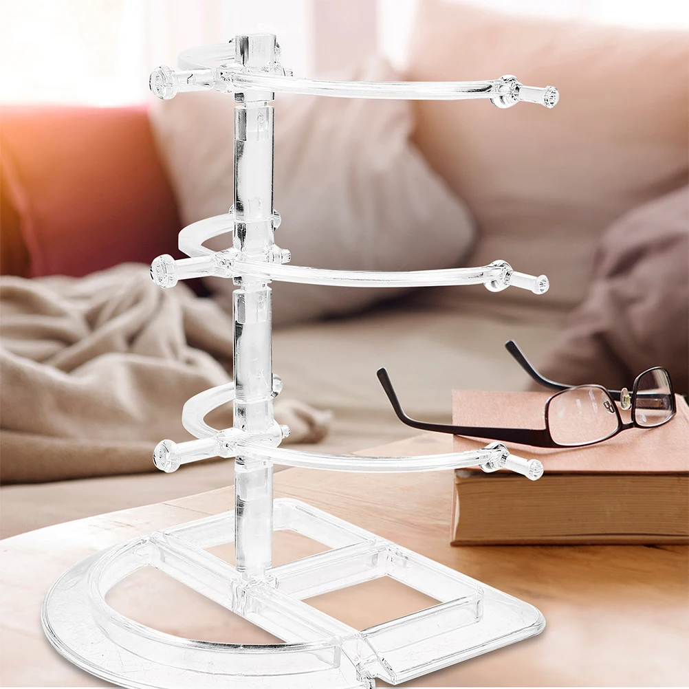 

4 Pcs Plastic Eyeglass Display Stand Clear Transparent 3 Layers Sunglasses Organizer Rack Home Shop Storage