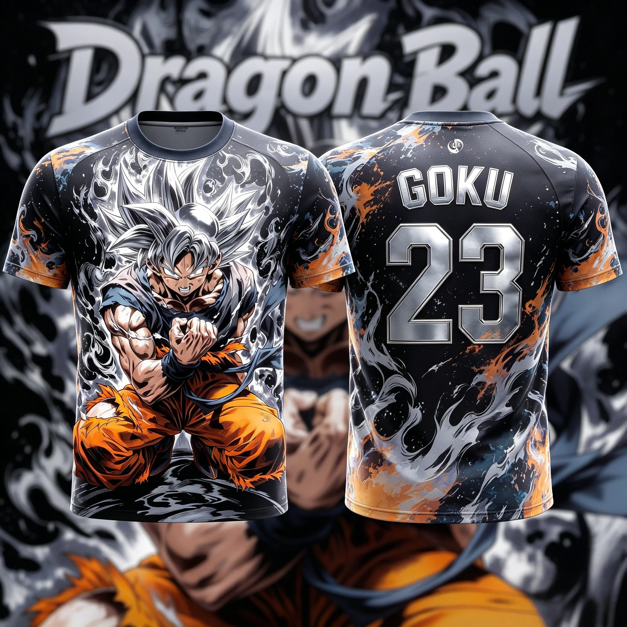 Dragon Ball Ultra Instinct Goku No11 White Ink Splash Manga Print Men Soccer Jersey Quick Dry Anime Sports Breathable T-Shirt view 3