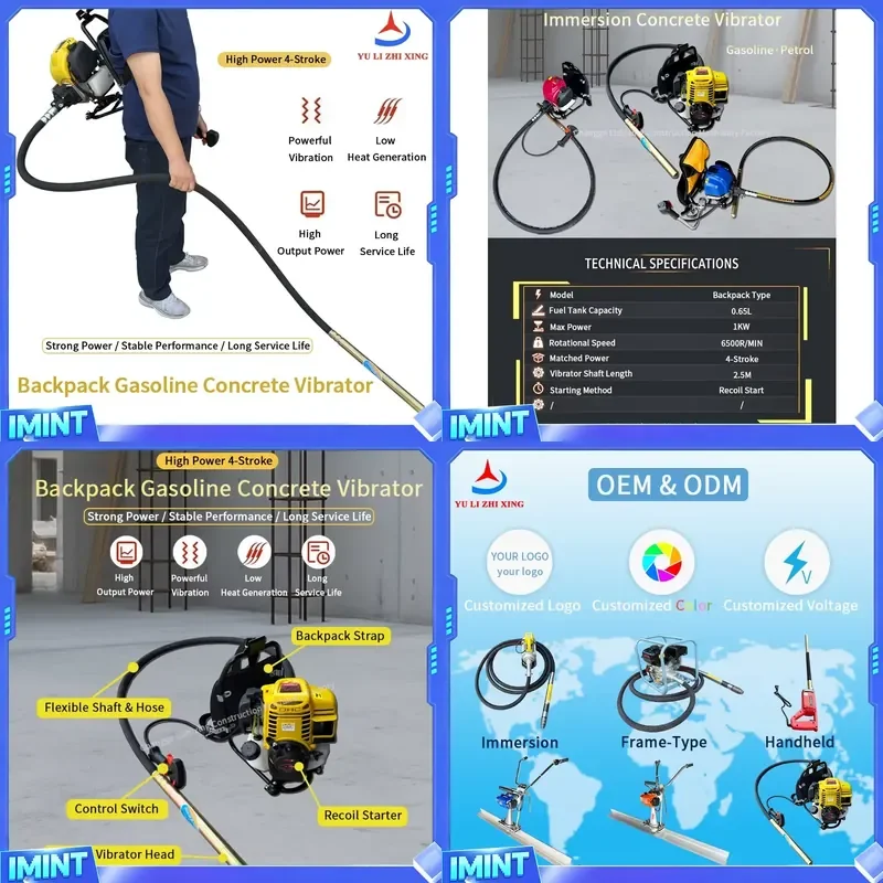 Highly Recommended Construction Machinery Portable Concrete Vibrator High Efficiency Motor Immersion Concrete Vibrator