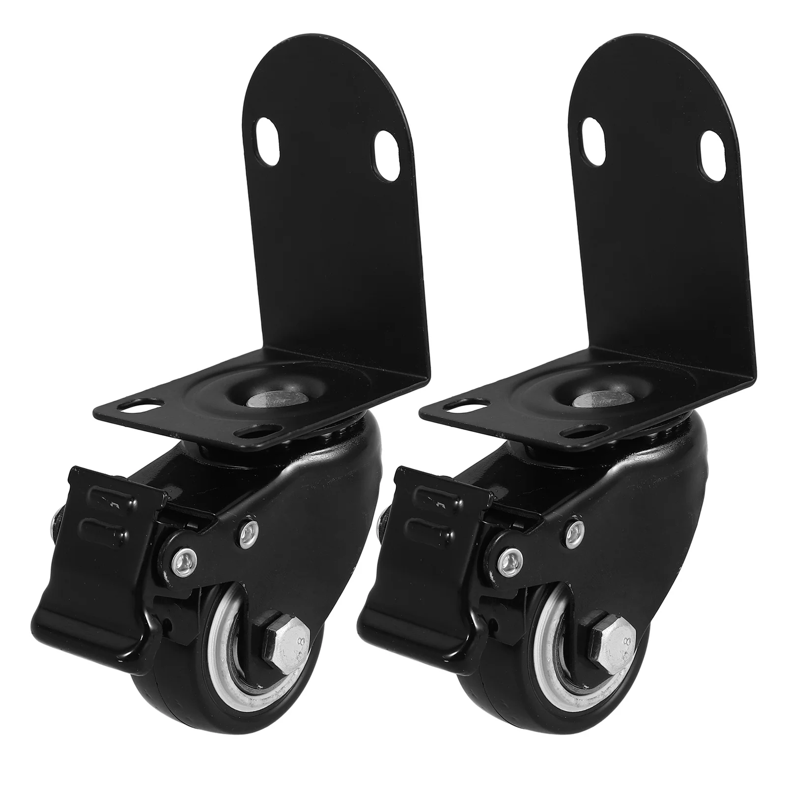 2 Pcs with Wheels Audio Trolley Case Heavy Duty Caster Polyurethane Rubber Iron Industrial Swivel Casters