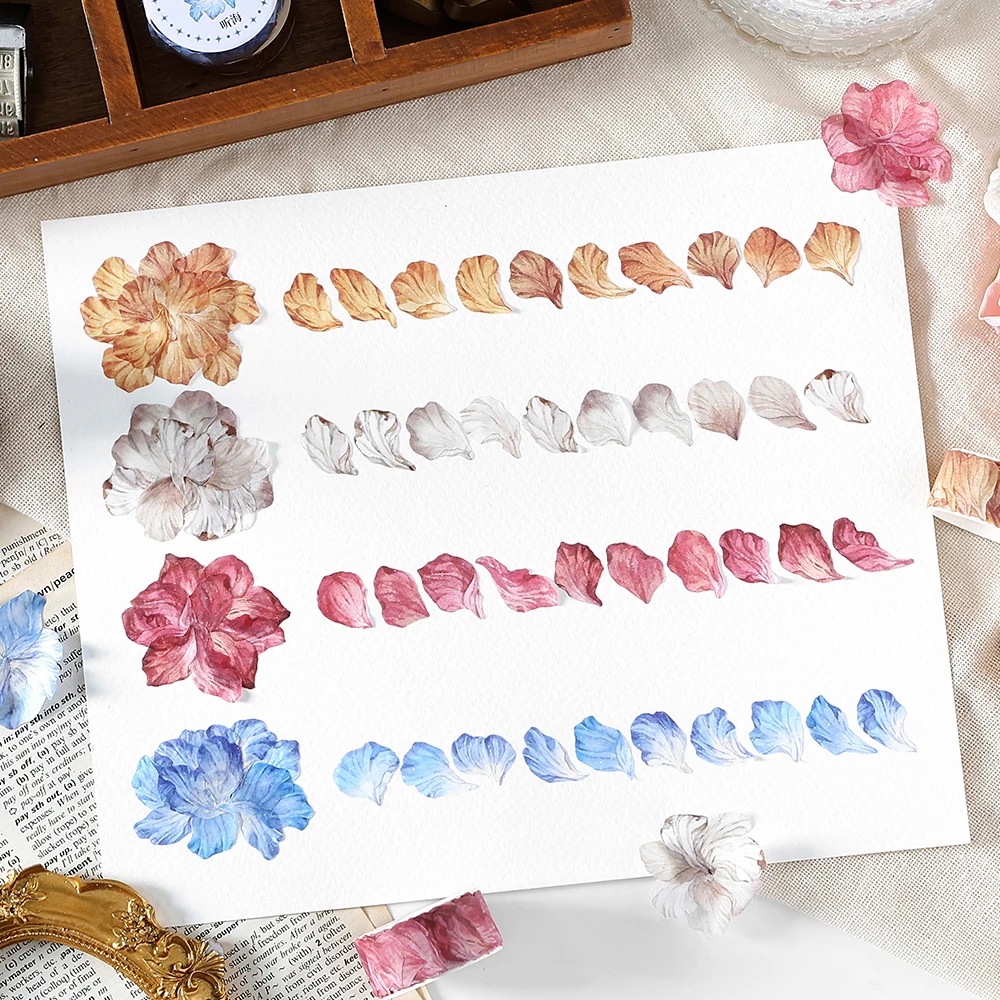 

100 pcs Petal theme stickers DIY collage decorative paper Scrapbooking Material handmade Diary Album Junk Journal Supplies