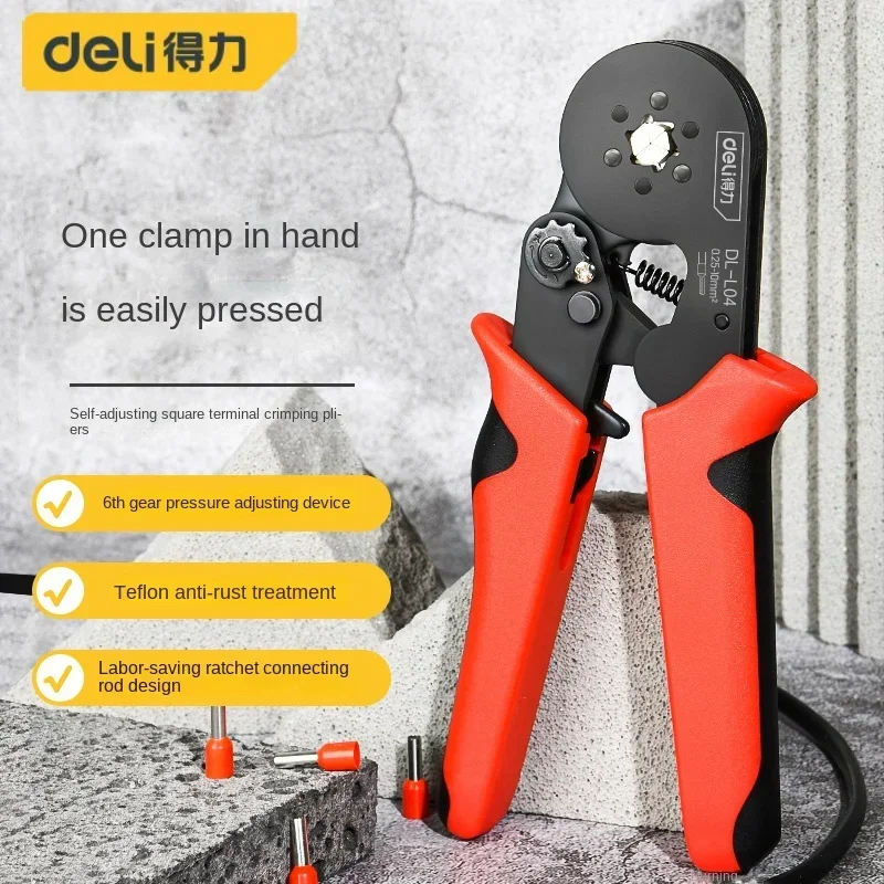 Deli Crimping Tools Tube Terminal Crimping Pliers 0.5-10mm²/0.5-6mm² High Precision Electrician Repair Hand Tool Crimping Pliers