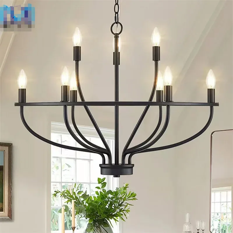 Living Room Iron Retro LED Ceiling Chandelier Pendant lamp Modern Dining Room Industry Decor Light