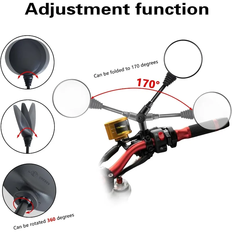 1 Pair Anti-fall Folding Round Motorcycle Side Rearview Mirrors M8 M10 for KTM Bike Rear View Mirror Holder For Scooter E-Bike image 2