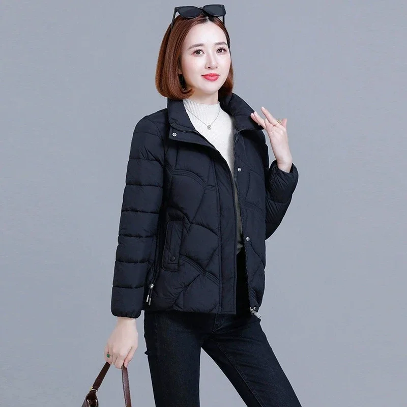 

2025 Korean Style Women's Short down Cotton Jacket Stand Collar Winter Padded Parka Warm Loose Puffer Coat for Female Snow Wear