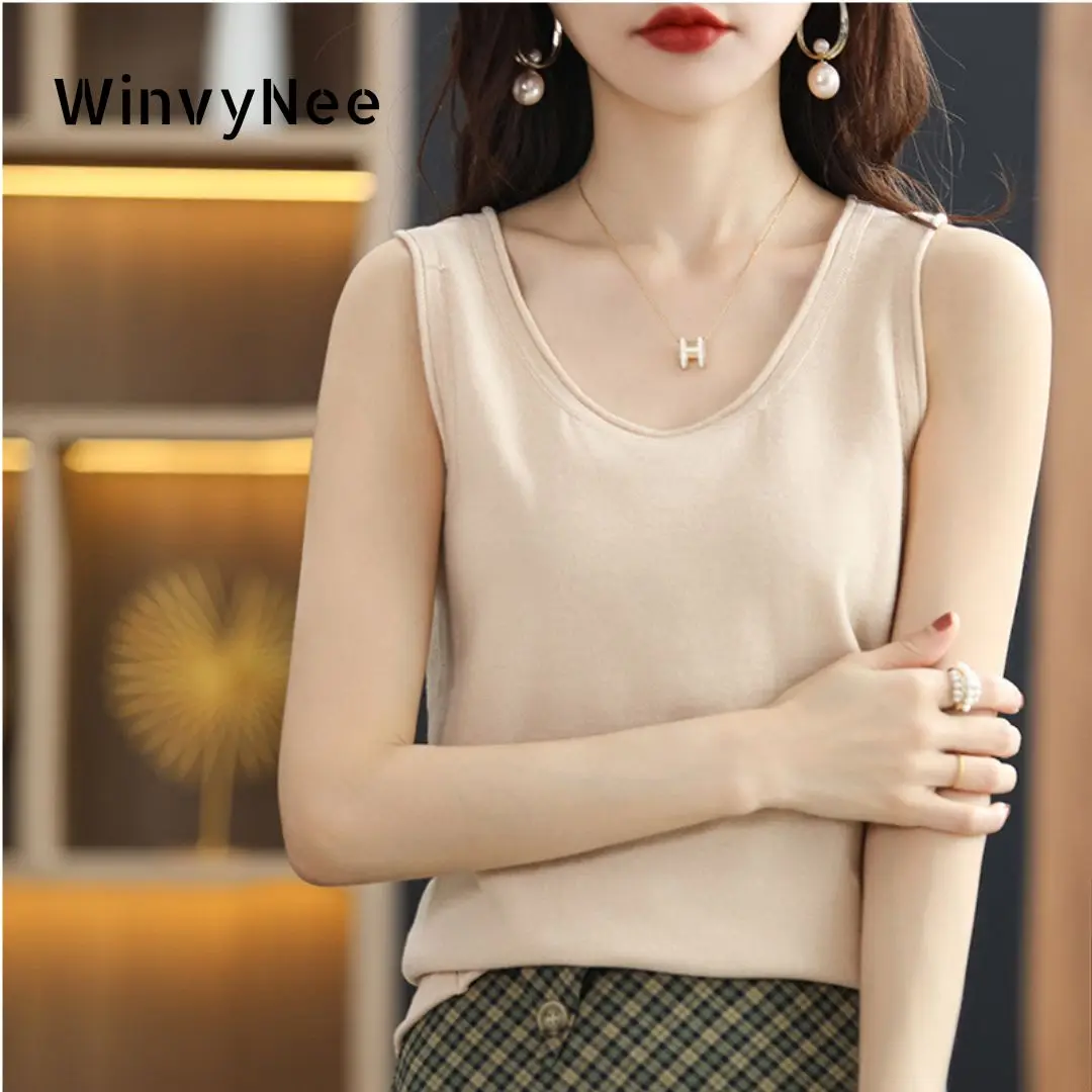 

WinvyNee Summer Women 100% Cotton Camis Vest O Neck Tops Basic Clothes Solid Casual Tank Cute Crop Top Women Pullover C1092004