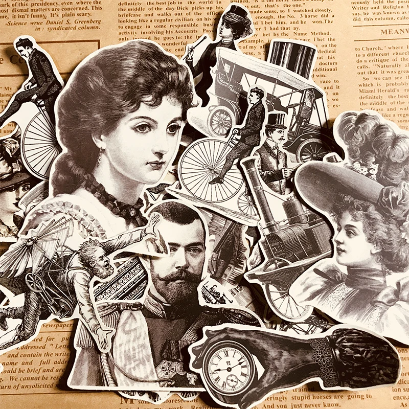 32 szt. Retro postać naklejki papierowe rękodzieło i naklejki do scrapbookingu książka dekoracyjna naklejka DIY artykuły papiernicze