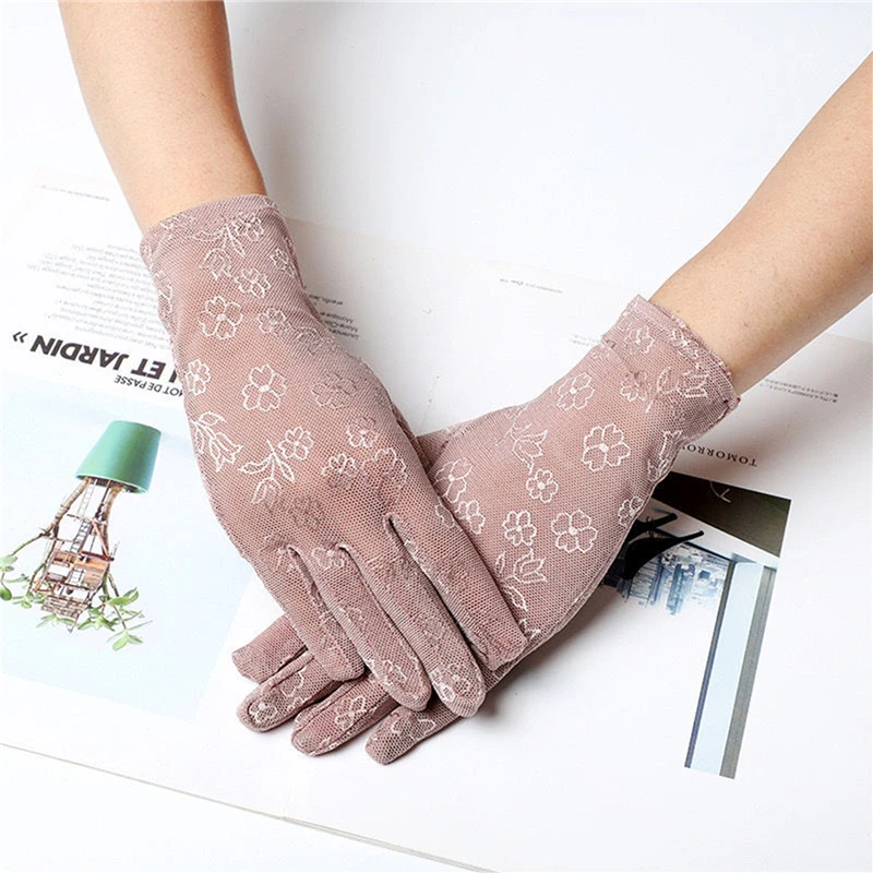 

Women's Sunscreen Lace Gloves UV Resistant Ice Thin Breathable Short Lace Gloves Sexy Driving Gloves Summer Mittens Accessories