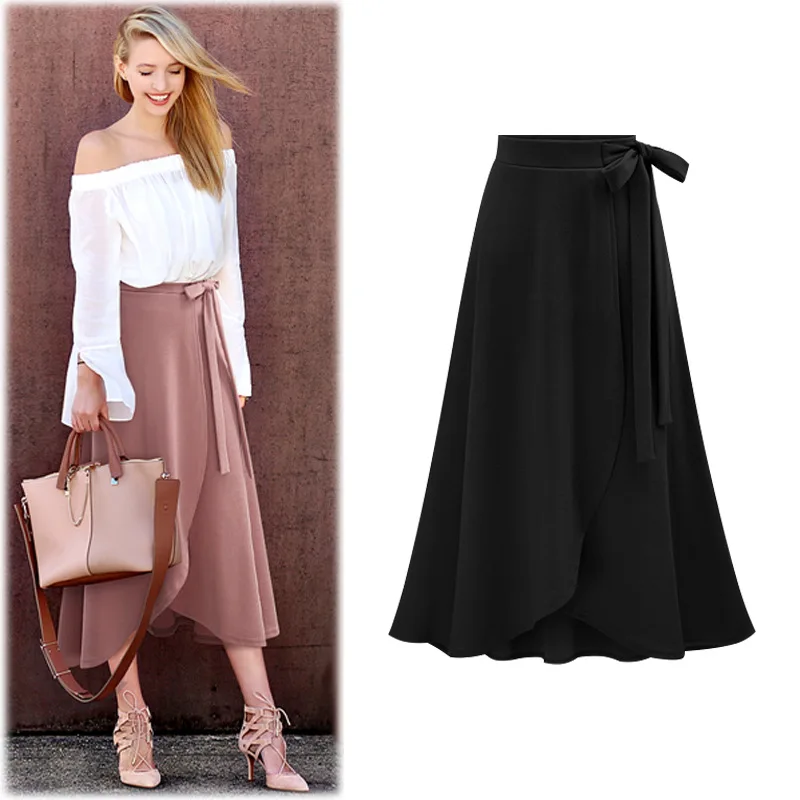 Winter Warm Womens Irregular Elastic Waist  A-line Skirts Hip Slim Medium-long Loose  Skirts