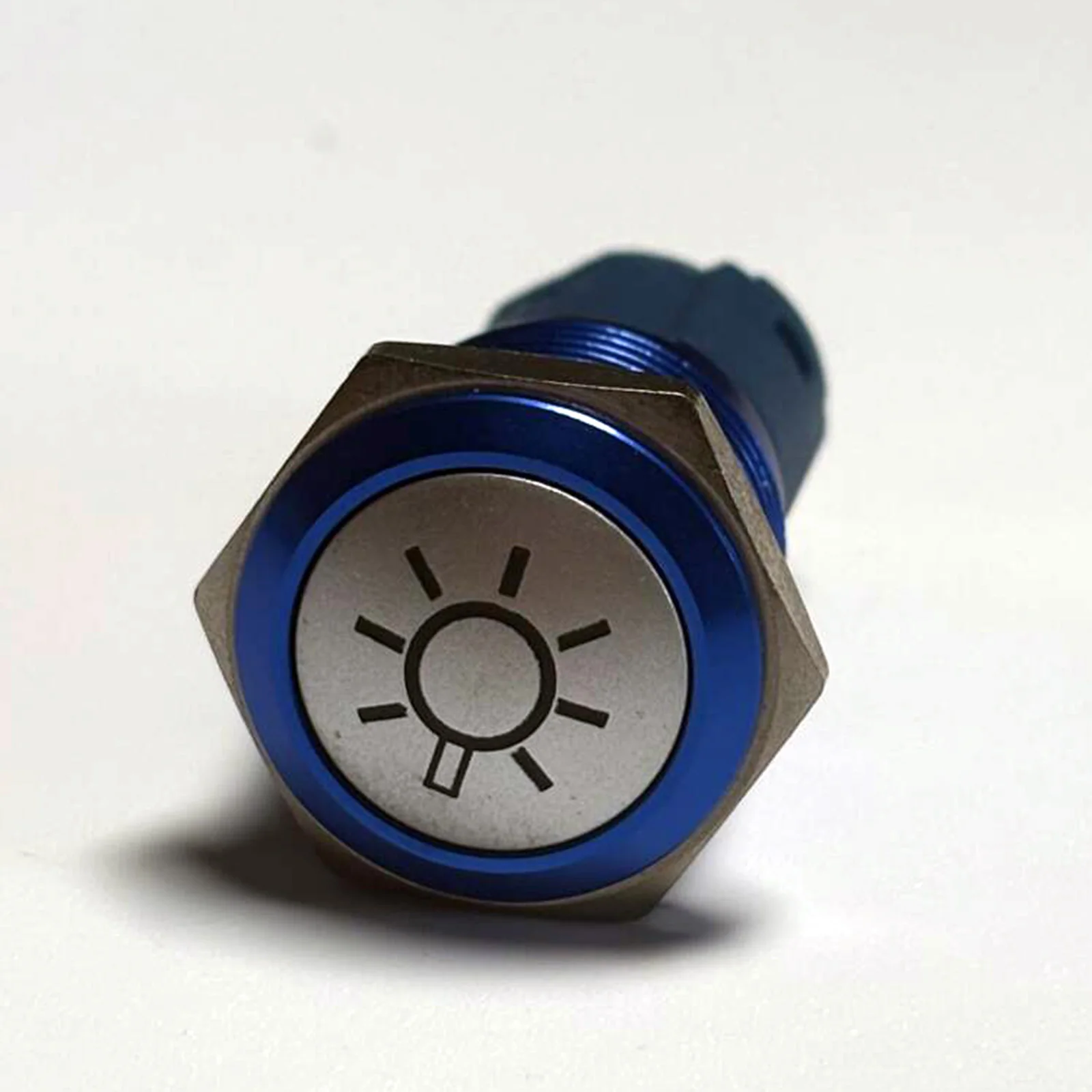 Zusen 16mm Blue Oxidation Illuminated Snowflake Sun Light Symbol Latching Push Button Switch IP65(ZS16B-11ZDT/B/12V/A