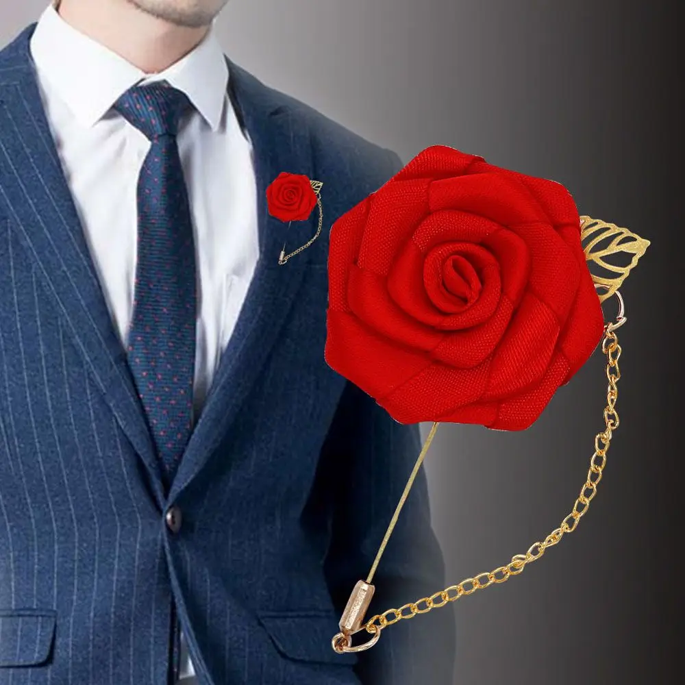 Multicolor Stylish Roses Simple Corsage Lapel Pin Leaf Brooch Pins Fashion Accessories Brooches Jewelry