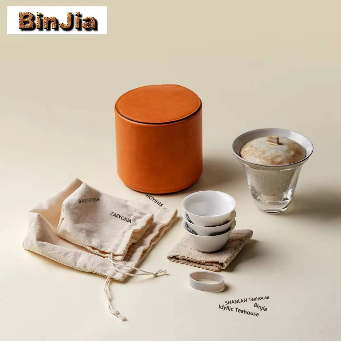 Li Chao White Porcelain Travel Tea Set Kit Ancient 1 Pot 3 Cups Tea Maker Organizer Portable Camping Handbag Tea Items Supplies