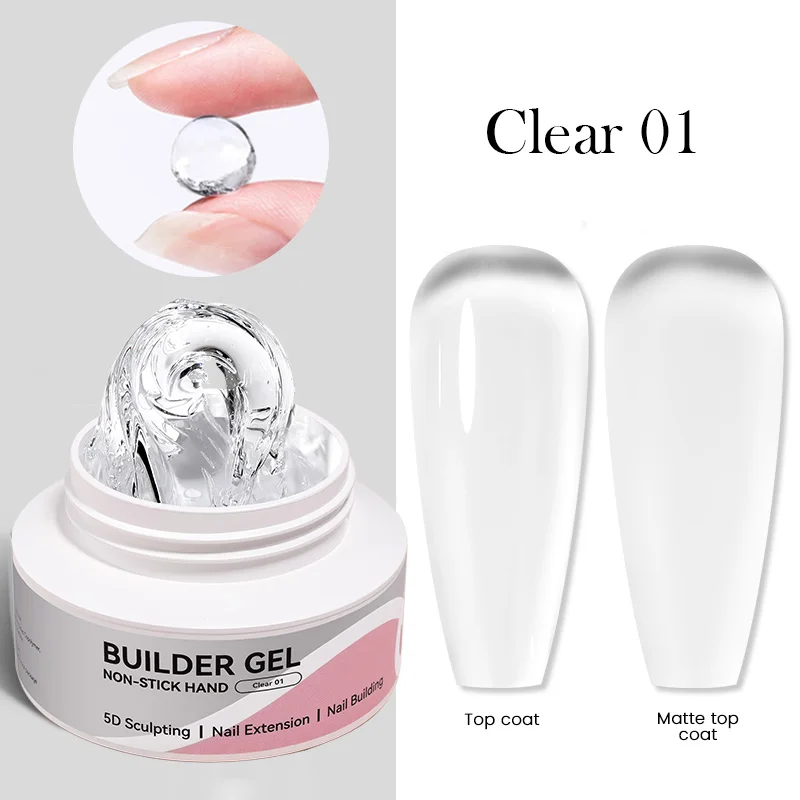 BORN PRETTY 60g Non Stick Hands Clear Extension Nail Gel UV LED Soak Off Builder Sculpture Gel DIY Nail Carving Manicure 1/2PCS